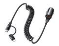 Car charger remax ruichy series 45 RCC356 + lightning/usb-c cable black