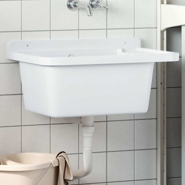 vidaXL Umývadlo na montáž na stenu biele 60x40x28 cm živica