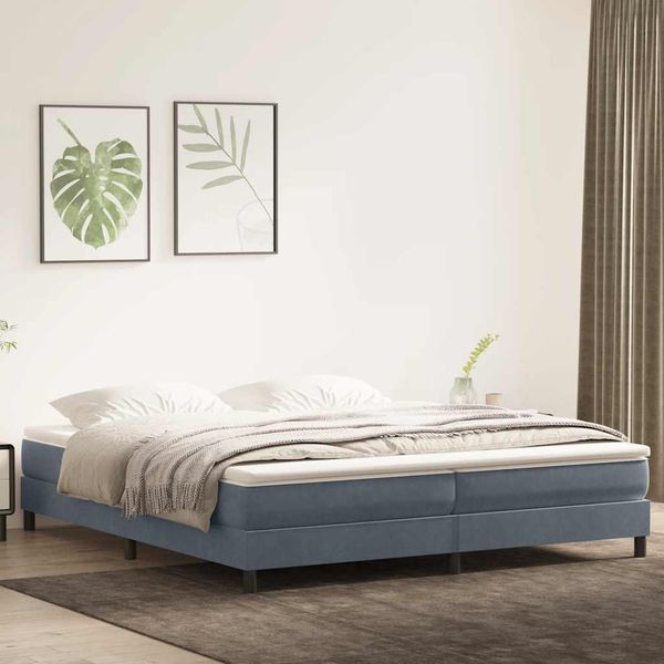vidaXL Box Spring Posteľ s matracom tmavošedá 200x210 cm Zamat