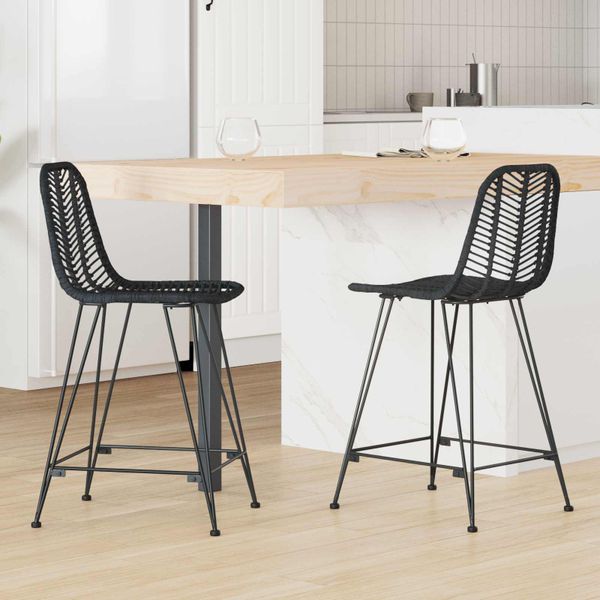 vidaXL Barová stolička 2 pcs 44,5 x 54,5 x 97,5 cm Ratan a železo