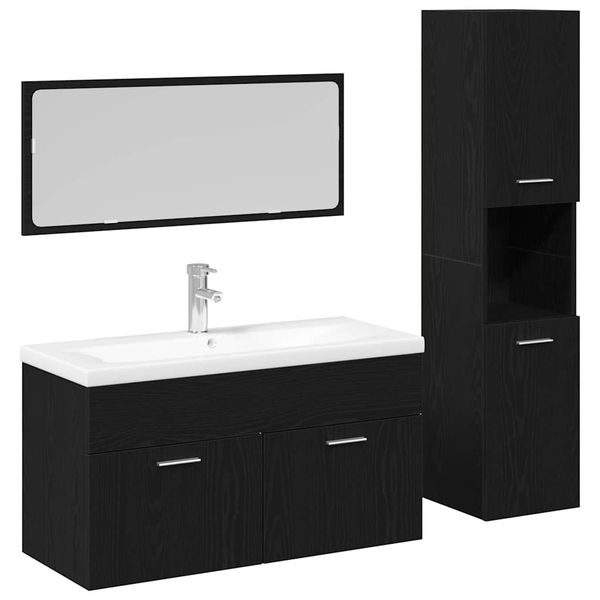 vidaXL Sada kúpeľňového nábytku 4 pcs Čierny dub Kompozitné drevo
