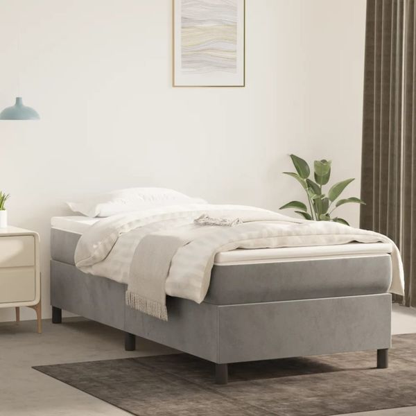 vidaXL Posteľný rám s boxspringom bledosivý 100x200 cm zamat