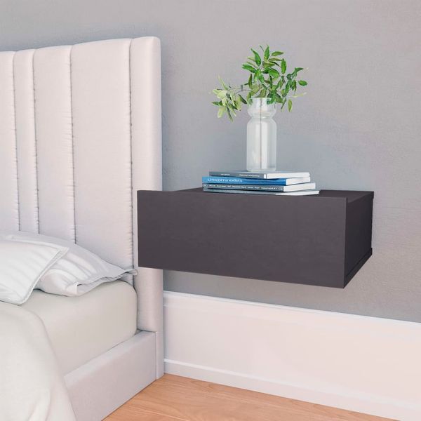 vidaXL Nástenné nočné stolíky 2 ks, sivé 40x30x15cm, kompozitné drevo