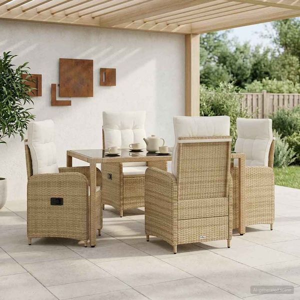 vidaXL Záhradná jedálenská súprava 5 pcs Bežová a smotanovo biela