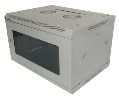 XtendLan 6U/600x450, na stenu, jednodielny, sklenené dvere, slonovina-sivý Rozvádzač, 19", na stenu. jednodielny, výška 6U, 600 x 450, sklenené dvere, kovové sklo, nosnosť 60 kg, slonovina