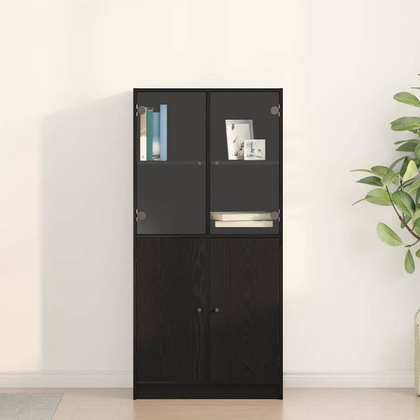 vidaXL Highboard Čierny dub 68 x 37 x 142 cm