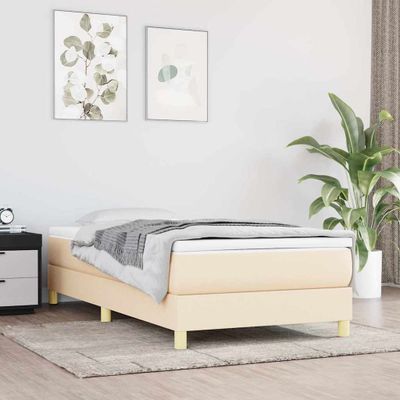 vidaXL Posteľný rám s boxspringom krémová 100x200 cm látka