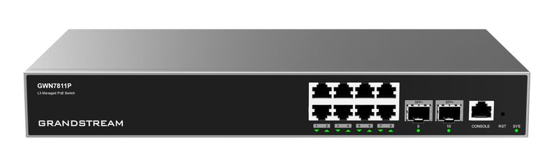 Grandstream GWN7811P L3 Managed Network PoE Switch 8 portov / 2 SFP+, VLAN, DHCP, Stacking