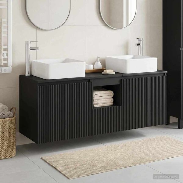 vidaXL Set kabinetov do kúpeľne 3 ks Čierna 49,5 x 41 x 63 cm