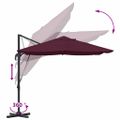 vidaXL Slnečník 351 x 250 x 260 cm Polyester a hliník Bordeaux červená