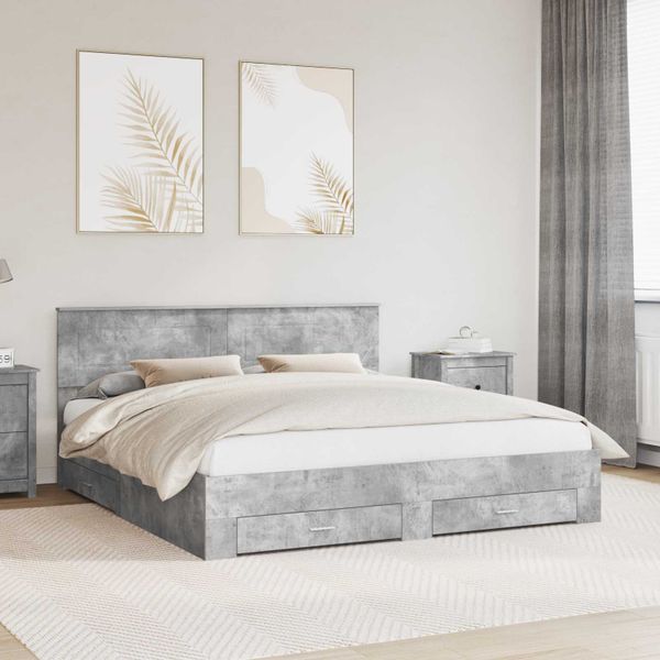 vidaXL Rám postele Betónová šedá 200 x 200 cm Kompozitné drevo