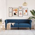 vidaXL Pohovka Chesterfield 3-miestna modrá látka