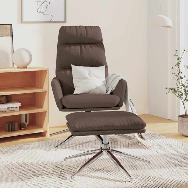 vidaXL Relaxačné kreslo s podnožkou sivohnedé látka