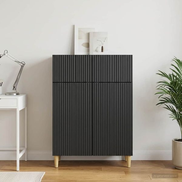 vidaXL Servírovacia skriňa Čierna 66 x 34,5 x 90 cm Kompozitné drevo