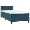 vidaXL Posteľný rám boxsping s matracom tmavomodrý 90x200 cm zamat