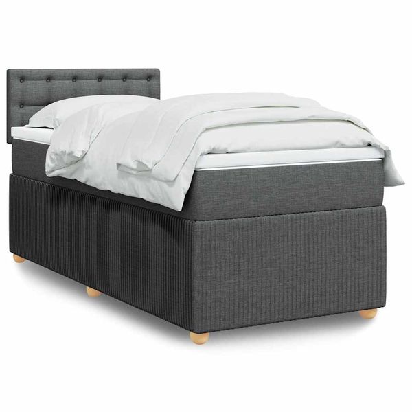 vidaXL Boxspring posteľ s matracom tmavosivá 90x200 cm látka