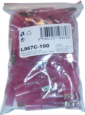Faston-konektor 4,8mm so smršťovacou bužirkou, kábel 0,5-1,5mm2, balenie 100ks