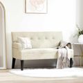 vidaXL Chesterfield lavica Krémová 112 x 65,5 x 75 cm Zamat