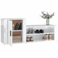 vidaXL Botník lesklý biely 130x35x54 cm spracované drevo