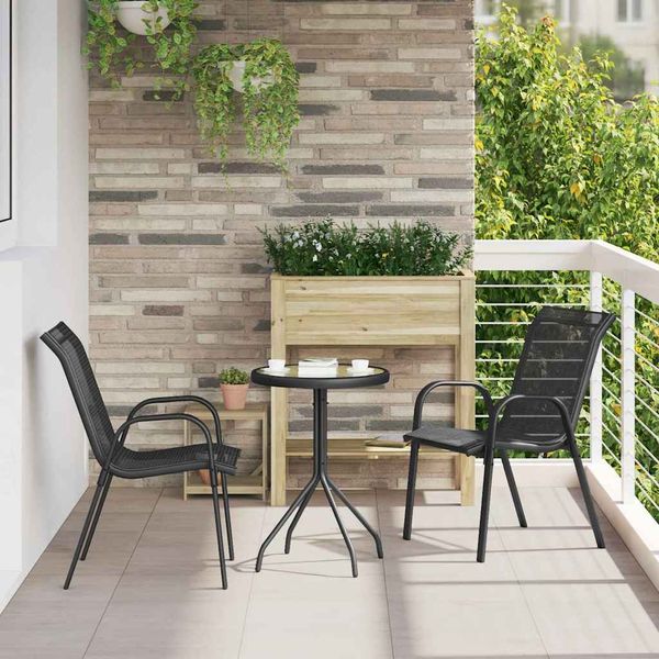 vidaXL Záhradný bistro set 3 pcs Čierna Oceľ