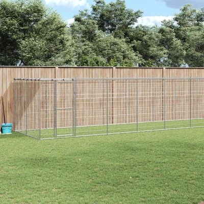 vidaXL Vonkajšia voliéra pre psy so strechou pozinkovaná oceľ 21,78 m²