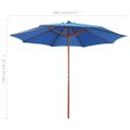 vidaXL Slnečník s drevenou tyčou 300x258 cm modrý