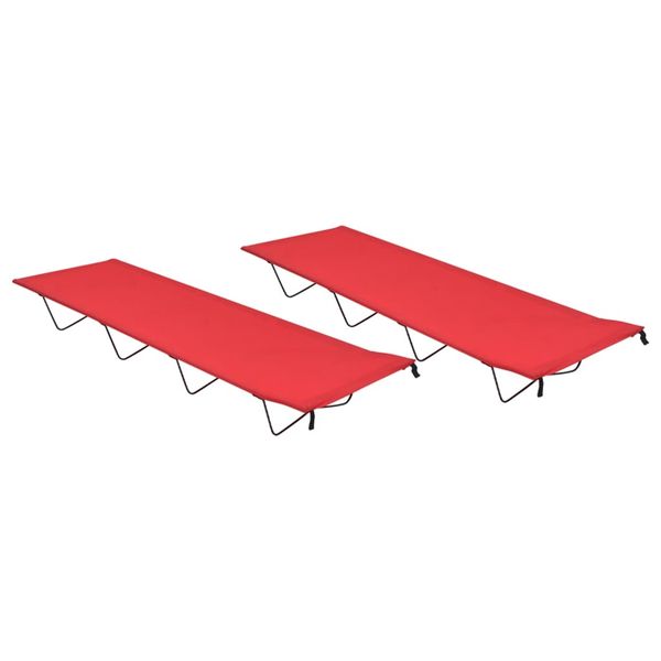 vidaXL Kempingové ležadlá 2ks 180x60x19cm, látka oxford, oceľ, červené