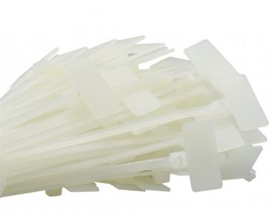 Sťahovací pásik s popisovateľným štítkom 100ks, 2,5 x 100mm, biely Sťahovací pásik s popisovateľným štítkom 100ks, 2,5 x 100mm, biely