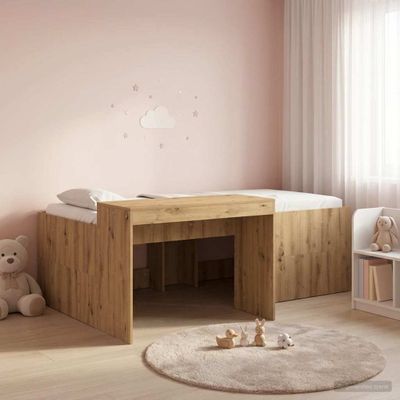 vidaXL Detská vysoká posteľ s pultom Dub artisan 80 x 200 cm