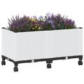 vidaXL Záhradný črepník s kolieskami Biela 80 x 40 x 48 cm PP