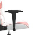 vidaXL Masážna herná stolička biela a ružová umelá koža
