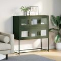 vidaXL Komoda olivovozelená 100,5x39x107 cm oceľ valcovaná za studena