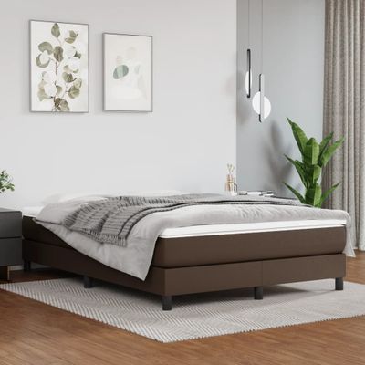 vidaXL Matrac s taštičkovými pružinami stredná tvrdosť hnedý 140x190x20 cm umelá koža