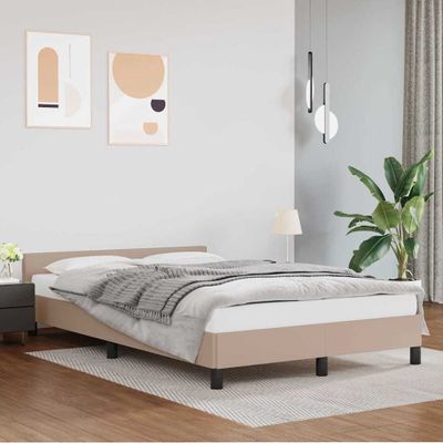vidaXL Posteľný rám s čelom bez matraca kapučínový 120x200 cm