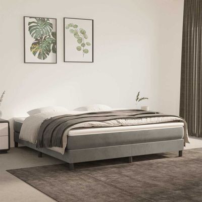 vidaXL Posteľný rám s boxspringom svetlosivá 160x200 cm zamat