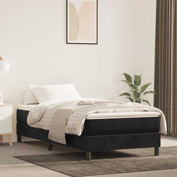 vidaXL Matrac s taštičkovými pružinami stredná tvrdosť čierny 80x210x20 cm zamat