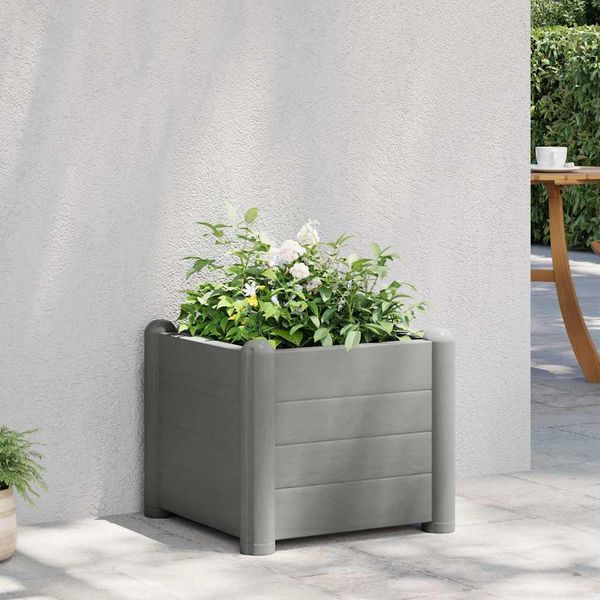 vidaXL Vyvýšený záhradný záhon PP kamenný sivý 43x43x35 cm