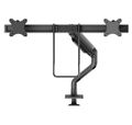 Neomounts DS75S-950BL2/Držák displeje/na stůl/17-27"/svorka+průch./VESA 100X100/nosn.2x8kg/plyn.píst/2 dis Držák, VESA, stolní, pro 2 ploché monitory, úhloprícka 17"–27", náklon 120°, otácení 180°, rotace 360°, nosnost 2×8kg, cerný