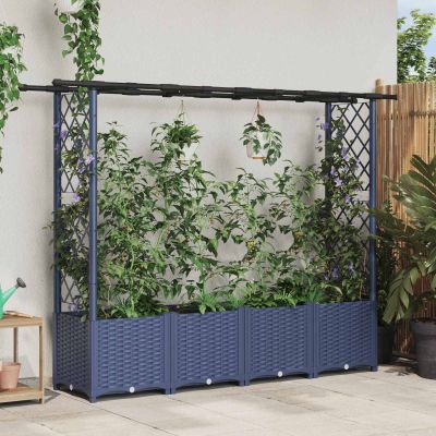 vidaXL Vyvýšený záhon s mriežkou a strechou Sivá 203 x 40 x 136 cm PP