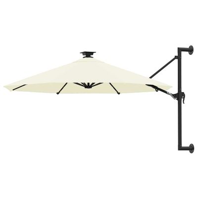 vidaXL Nástenný záhradný slnečník s LED 300 cm, pieskový