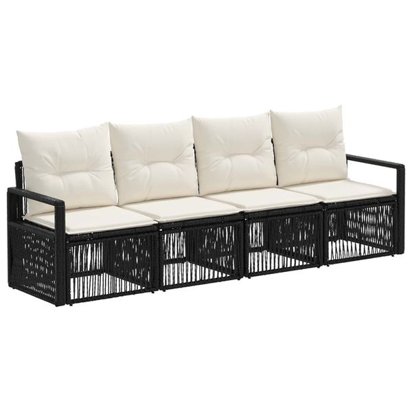 vidaXL Súprava záhradných pohoviek 4 pcs Čierna polyratan