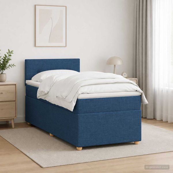 vidaXL Posteľ boxspring s matracom Modrá 90 x 200 cm Látka