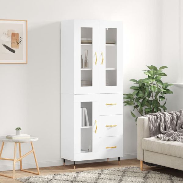 vidaXL Vysoká skrinka biela 69,5x34x180 cm spracované drevo