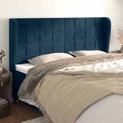 vidaXL Čelo postele so záhybmi tmavomodrá 163x23x118/128 cm zamat