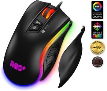 CONNECT IT NEO+ profesionálna optická herná myš so softvérom, RGB osvetlenie, ČIERNÁ