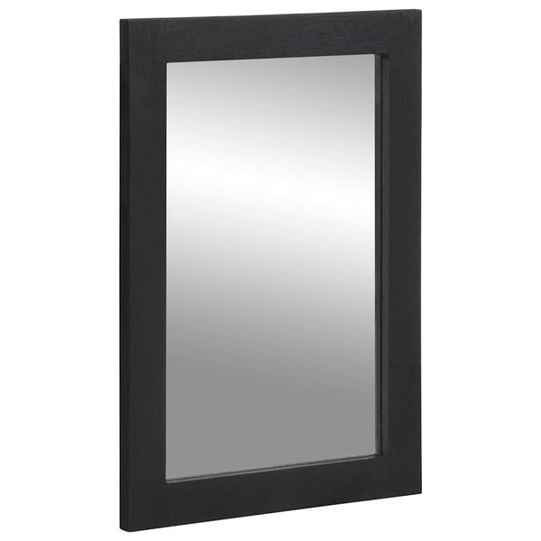 vidaXL Kúpeľňové zrkadlo čierne 50x70x2,5 cm kompozitné drevo a mosadz