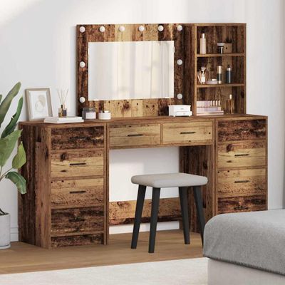 vidaXL Toaletný stolík 3 pcs Hnedá 40 x 41 x 135 cm Kompozitné drevo