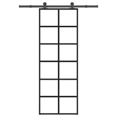 vidaXL Posuvné dvere s kovaním 76x205 cm ESG sklo a hliník