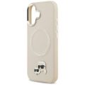 Puzdro Karl Lagerfeld Magsafe PU puzdro s kolíkmi Karl&Choupette heads pins, logom a kovovými tlačidlami fotoaparátu pre iPhone 17 béžová