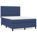 vidaXL Posteľný rám boxspring s matracom modrý 140x200 cm látka